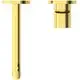 Goldfarbene Wand-Waschtischarmatur mit runder Rosette und Auslauf. Ideal Standard Produkt zeigt minimalistisches Design ohne erkennbares Zubehör.